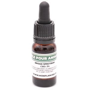 Flacon d'Huile CBD 3% pour Animaux MONPLANCBD (10ml) - Broad Spectrum Zéro THC.