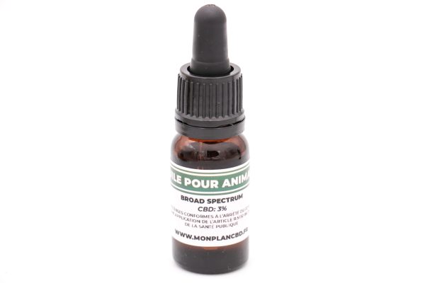 Flacon d'Huile CBD 3% pour Animaux MONPLANCBD (10ml) - Broad Spectrum Zéro THC.
