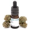 Flacon d'Huile Full Spectrum CBD 11.90% + CBG 9.48% MONPLANCBD (10ml) entouré de têtes de chanvre - Huile CBD CBG Suisse.